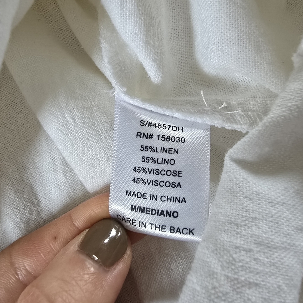 Love Tree▪️Puff Sleeve White Linen Blend Mini Dress NWOT - Picture 4 of 5